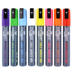 Stationery Island Chalk Pens D60 Pack Of 8 Neon Colours – 6mm Chisel Nibs. Dry Wipe Erase Liquid Chalk Markers. For Glass (Windows & Mirrors), Whiteboards, Signs And Non-Porous Blackboards