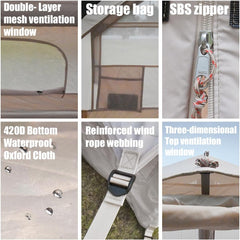 Inflatable Tent Air Tent Camping Tent 4 People with Pump Large Outdoor Oxford Tent Cabin Tent with Double Layer Mesh Windows and Convective Double Doors (M: 330 x 220 x 210 cm)