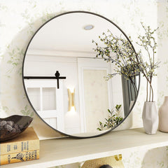 50cm Black Round Mirror :