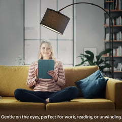 Bentifar Modern Dimmable Floor Lamp with Nordic Style,Adjustable Hanging Shade,Over Couch Reading Light,Standing Lamp for Living Room and Bedroom(Black)