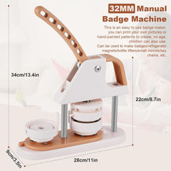 باوشيشان ماكينة صنع الشارات 32 ملم/1.26 انش، الة صنع الازرار المستديرة، مجموعة صنع شارة الدبوس (اجزاء ازرار × 200، مغناطيس الثلاجة ×10، ازرار سلسلة مفاتيح، 10 ازرار، غشاء هولوجرافي ايه 4 × 10)