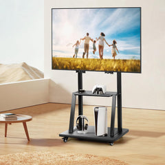 Chulovs NEW Mobile TV Cart with Wheels for 32-70 Inch TV, Heavy Duty Adjustable Height Rolling TV Stand, School/House/Apartment Floor TV Display Stand Beautiful Scenery (Black)