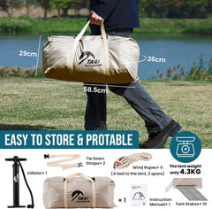 TAILI Inflatable Blow Up Tent for Camping with Hand Pump for 2/4/6/8 Person, Easy Setup Outdoor Inflatable Oxford Waterproof Air Tent House for Family Camping Adult