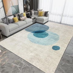 Tinyboy-hbq Area Rug Short Pile Living room Carpet Modern Geometric Design Rugs Circular Pattern Rug Non-slip Decorative Rugs for Bedroom (160 x 200 cm, Light blue/beige)