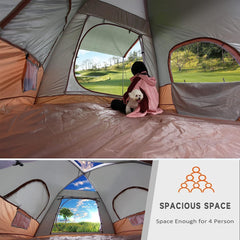 Umbalir Upgrade Inflatable Camping Tent with Pump, Easy Setup 4 Season Glamping Tent, 2-4 Persons Waterproof Windproof Outdoor Self-Supporting Air Tent-7.8FT x 7.8FT x 5.6FT