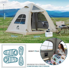TAILI Inflatable Blow Up Tent for Camping with Hand Pump for 2/4/6/8 Person, Easy Setup Outdoor Inflatable Oxford Waterproof Air Tent House for Family Camping Adult