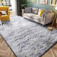 Tinyboy-hbq Area Rugs Unique Abstract Fluffy Carpet Anti Slip Soft Rug for Bedroom Living Room Home Decor Multiple Sizes Large Pad Easy Cleaning (Gray White, 80 * 120cm)