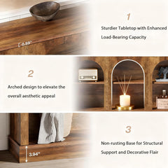 Chulovs Rustic Farmhouse Console Table – 160cm-Long Entryway Table with 3-Tier Storage, Wooden Rectangular Sofa Table for Behind-Couch Use, Ideal for Entryway, Hallway & Living Room