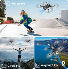 GPS Drone with Camera for Adults, 2K HD FPV Drones with Auto Return, Follow Me, Circle Fly, Waypoint Fly, Stable Hover, Brushless Motor, Foldable 5G Transmission Remote Control Quadcopter