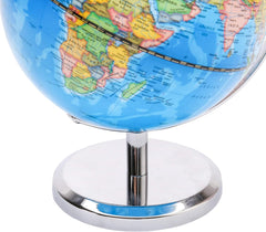 Exerz 20cm World Globe Political Map - Educational Globes Geographic - Stainless Steel Arc and Base - School Home (20cm diameter)