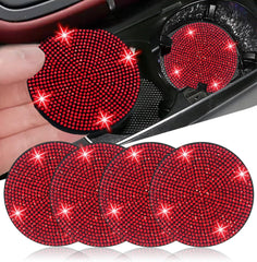 NBTEPEM 2pcs Bling Car Cup Holder Coaster, 2.75 inch Anti-Slip Shockproof Universal Fashion Coasters Insert Crystal Rhinestone Automotive Interior Accessories for Women (2 pcs, White)