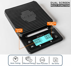 Coffee Scale | Kitchen Scale | Pour Over V60 Drip Coffee | Food Baking Table Weighting with Tare timing Function Digital Precise Graduation Waterproof Mat 0.1-3000G ميزان قهوة رقمي مع مؤقت