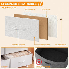 Chulovs Dresser with 4 Drawers, Storage Tower, Organizer Unit, Fabric Dresser for Bedroom, Hallway, Nesting Tables, Entryway, Closets, Sturdy Steel Frame, Wood Top, Easy Pull Handle