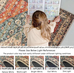 XICEN Rug Persian Crystal Print Living Room Area rugs, 140 * 200CM Large Washable Living Bedroom Rug, for Family Bedroom Office Featuring Stain Resistant Easy to clean Floor rugs Large