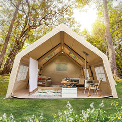 YOLENY Inflatable Tents for Camping, 4/6/8/10/12 Person Blow Up Tent with TPU Skylight, Mesh Windows,Stove Jack & Pump, Easy Setup 4 Season Glamping Tent, Waterproof & Windproof