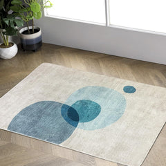 Tinyboy-hbq Area Rug Short Pile Living room Carpet Modern Geometric Design Rugs Circular Pattern Rug Non-slip Decorative Rugs for Bedroom (160 x 200 cm, Light blue/beige)
