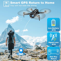 GPS Drone with Camera for Adults, 2K HD FPV Drones with Auto Return, Follow Me, Circle Fly, Waypoint Fly, Stable Hover, Brushless Motor, Foldable 5G Transmission Remote Control Quadcopter