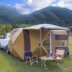 GearZone Car Tent Automatic Free to Build, Quick Open, Tailgate Tent Stable Windproof Detachable Car Boot Tent 495cm x 180cm, Large Rear Extension Tent, Camping Tent Can Accommodate 3-4 People, Suitab