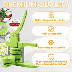 ام كيه.بير ماكينة صنع الأزرار مقاس 75 ملم (3 انش)، مجموعة ماكينة صنع دبابيس الازرار، الة ضغط على الأزرار مع 100 مجموعة من مستلزمات صنع الازرار وقاطع دائري وكتاب سحري