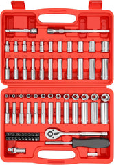 YIYITOOLS 74 Pcs 1/4" Drive Socket Set,1/4-Inch Drive Master Socket Set with Ratchets,Extensions with 1/4" Drive Bits Set,Universal Joint (5/32-Inch- 9/16-Inch, 4mm-14mm)
