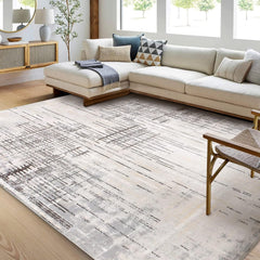 Leesentec Carpets & Rugs Modern Abstract Area Rugs Living Room Soft Short Pile Rug Non-slip Grey Large Luxury Carpet Living Room Bedroom Floor Mat Home Decor (120 * 160 cm, Beige Grey)