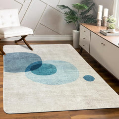 Tinyboy-hbq Area Rug Short Pile Living room Carpet Modern Geometric Design Rugs Circular Pattern Rug Non-slip Decorative Rugs for Bedroom (160 x 200 cm, Light blue/beige)
