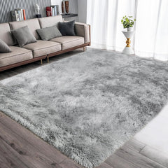 Tinyboy-hbq Area Rugs Unique Abstract Fluffy Carpet Anti Slip Soft Rug for Bedroom Living Room Home Decor Multiple Sizes Large Pad Easy Cleaning (Gray White, 80 * 120cm)