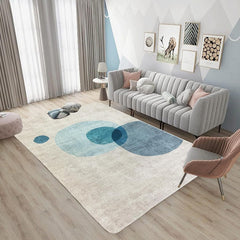 Tinyboy-hbq Area Rug Short Pile Living room Carpet Modern Geometric Design Rugs Circular Pattern Rug Non-slip Decorative Rugs for Bedroom (160 x 200 cm, Light blue/beige)