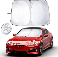 EcoNour Car Windshield Sun Shade with Storage Pouch | Durable 240T Material Car Sun Visor for UV Rays and Sun Heat Protection | Car Interior Accessories for Sun Heat | Classic (59 inches x 29 inches)
