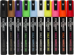 Chalk Pens D60 6mm Chisel Nib – Dry Wipe Erase Chalk Markers Pack of 10 Colours