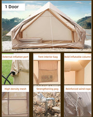 GOTENTIFY Inflatable Tent for Camping with Hand Pump,Luxurious 2-4 Person Glamping Tent,Easy Set Up Outdoor Oxford Tent,Durable Blow Up Tent for Air Tent Camping