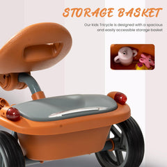 بايبي دراجة ثلاثية العجلات للاطفال من فلاير قابلة للطي مع ضربة خلفية وضوء راس للاطفال من عمر 2-5 سنوات للاولاد والبنات (برتقالي)