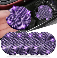 NBTEPEM 2pcs Bling Car Cup Holder Coaster, 2.75 inch Anti-Slip Shockproof Universal Fashion Coasters Insert Crystal Rhinestone Automotive Interior Accessories for Women (2 pcs, White)