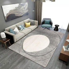 Tinyboy-hbq Area Rug Short Pile Living room Carpet Modern Geometric Design Rugs Circular Pattern Rug Non-slip Decorative Rugs for Bedroom (160 x 200 cm, Light blue/beige)
