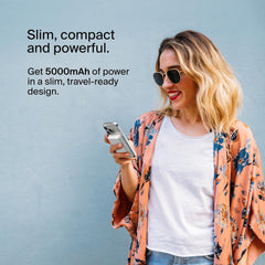 بنك طاقة لاسلكي مغناطيسي من بيلكين، سعة 5000 مللي أمبير/ساعة، شاحن محمول متوافق مع ماج سيف، حزمة بطارية بمخرج 7.5 وات، ومدخل 10 وات وحامل، متوافق مع سلسلة iPhone 14 و13 - أبيض