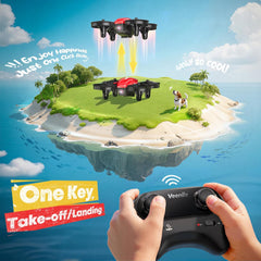 V995 Red Mini Drone for Kids and Beginners,Indoor RC Quadcopter Plane with 3D Flips, 360° Rotation, Circle Fly, Auto Hover, Headless Mode, 21Mins 3 Batteries, Gift for Boys and Girls