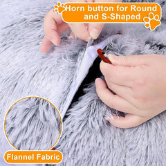 Cat Tunnel Bed,Plush Circle Tunnel with Hanging Balls and Peepholes,Cat Bed Tunnel with Washable Cushion,Multifunctional Toys for Kitten,Cat,Puppy,Rabbit,Ferret