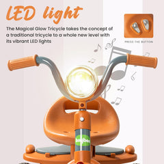 بايبي دراجة ثلاثية العجلات للاطفال من فلاير قابلة للطي مع ضربة خلفية وضوء راس للاطفال من عمر 2-5 سنوات للاولاد والبنات (برتقالي)