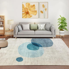 Tinyboy-hbq Area Rug Short Pile Living room Carpet Modern Geometric Design Rugs Circular Pattern Rug Non-slip Decorative Rugs for Bedroom (160 x 200 cm, Light blue/beige)