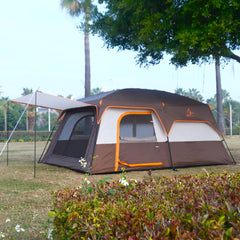 KTT Extra Large Tent 10-12 Person(B),Family Cabin Tents,2 Rooms,Straight Wall,3 Doors and 3 Window with Mesh,Waterproof,Double Layer,Big Tent for Outdoor,Picnic,Camping,Family Gathering.