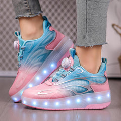 Kid Roller Skates Shoes Shoes with Wheels LED Light Color Shoes Shiny Roller Skates Skate Shoes Kids Gifts Boys Girls
