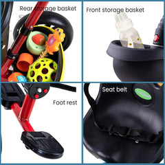 بايبي دراجة ثلاثية العجلات ذكية بخاصية التوصيل والتشغيل للاطفال، دراجة للاطفال مع مساحة تخزين ومقبض دفع للوالدين | دراجة ثلاثية العجلات للاطفال | دراجة اطفال للاطفال من سن 2 الى 5 سنوات للاولاد