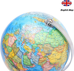 Exerz 20cm World Globe Political Map - Educational Globes Geographic - Stainless Steel Arc and Base - School Home (20cm diameter)
