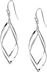 925 Sterling Silver Double Twisted Linear Marquise Loops Classic Infinity Drop Dangle Earrings AL064 - Nimall