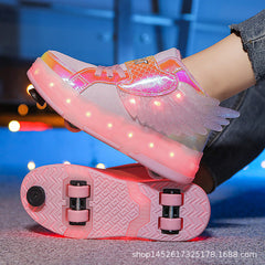 Skates Shoes Wings Luminous Four-wheel Pulley Skates Shoes
