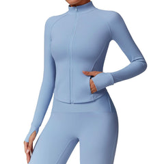 سترة نسائية للجري بقصة ضيقة وياقة واقفة سريعة الجفاف ومقاومة للرياح ودافئة 8889