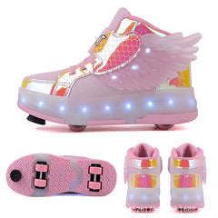 Skates Shoes Wings Luminous Four-wheel Pulley Skates Shoes