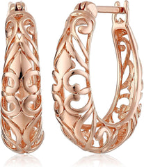 Essentials Open Filigree Swirl Hoop Earrings AL049