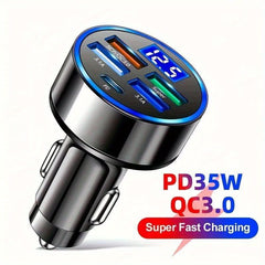 3.0 Fast Charging Car Phone Charger Adapter 4 Ports Usb Car Charger Type C PD Quick Charge 3.0 Car Charger