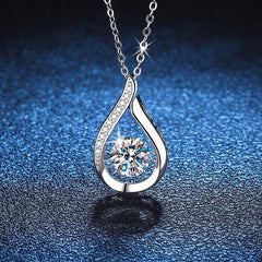 S925 Sterling Silver Teardrop Pendant Necklace Moissanite Pendant Necklace OM094